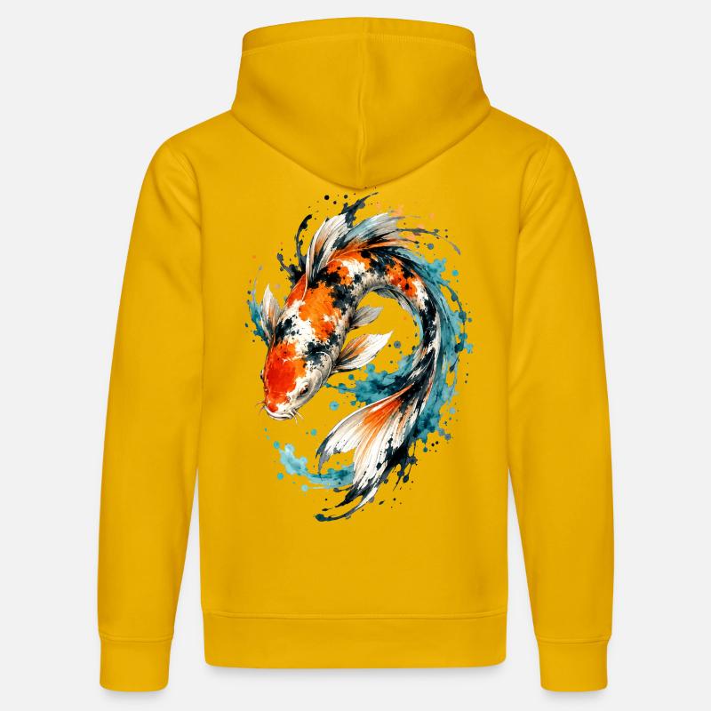 Éclaboussure de carpes koi aquarelle - Sweat à capuche bio DRUMMER Stanley/Stella Unisexe - jaune spectre