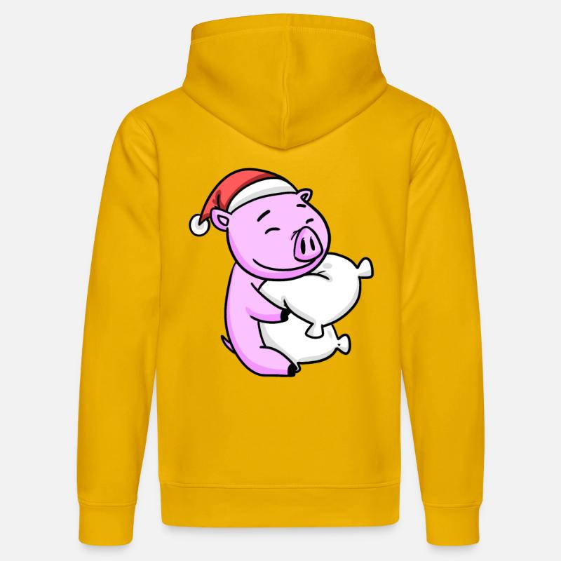 Cochon Mignon Fatigué Noël - Sweat à capuche bio DRUMMER Stanley/Stella Unisexe - jaune spectre