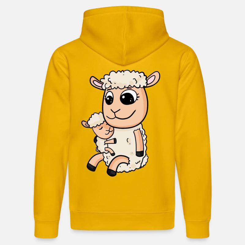 Moutons avec bébé moutons - Sweat à capuche bio DRUMMER Stanley/Stella Unisexe - jaune spectre