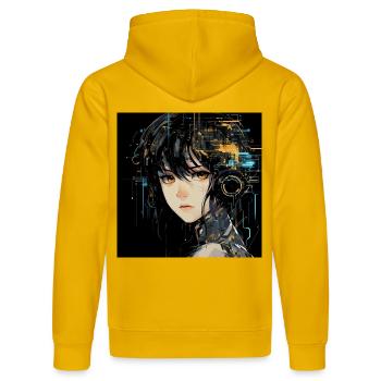 Anime Augen Digital - Stanley/Stella Unisex Bio-Hoodie DRUMMER  - Spektralgelb - Hinten - Liana (172cm)