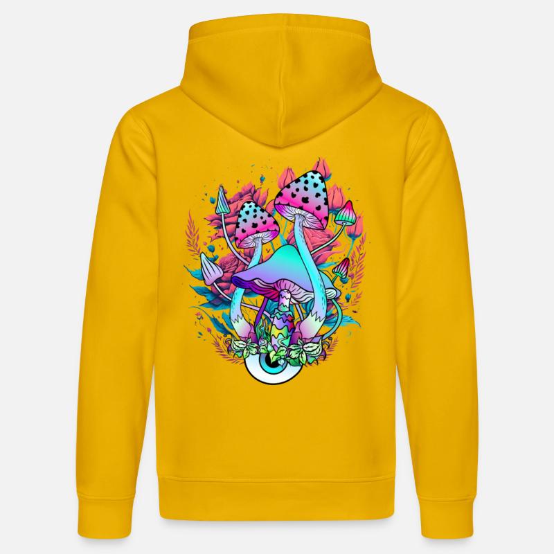 Art Floral Psychédélique Champignon - Sweat à capuche bio DRUMMER Stanley/Stella Unisexe - jaune spectre