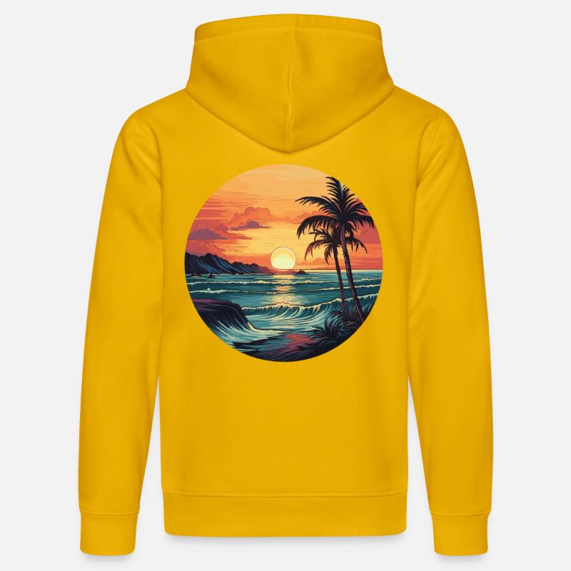 Île tropicale Sunset Palm Beach - Sweat à capuche bio DRUMMER Stanley/Stella Unisexe - jaune spectre