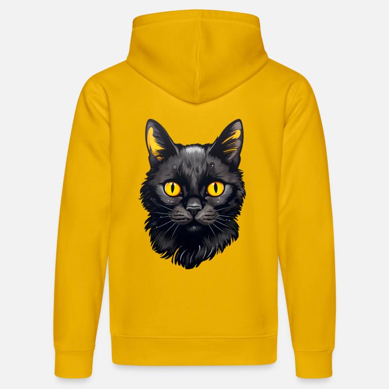 Visage de chat noir - Sweat à capuche bio DRUMMER Stanley/Stella Unisexe - jaune spectre