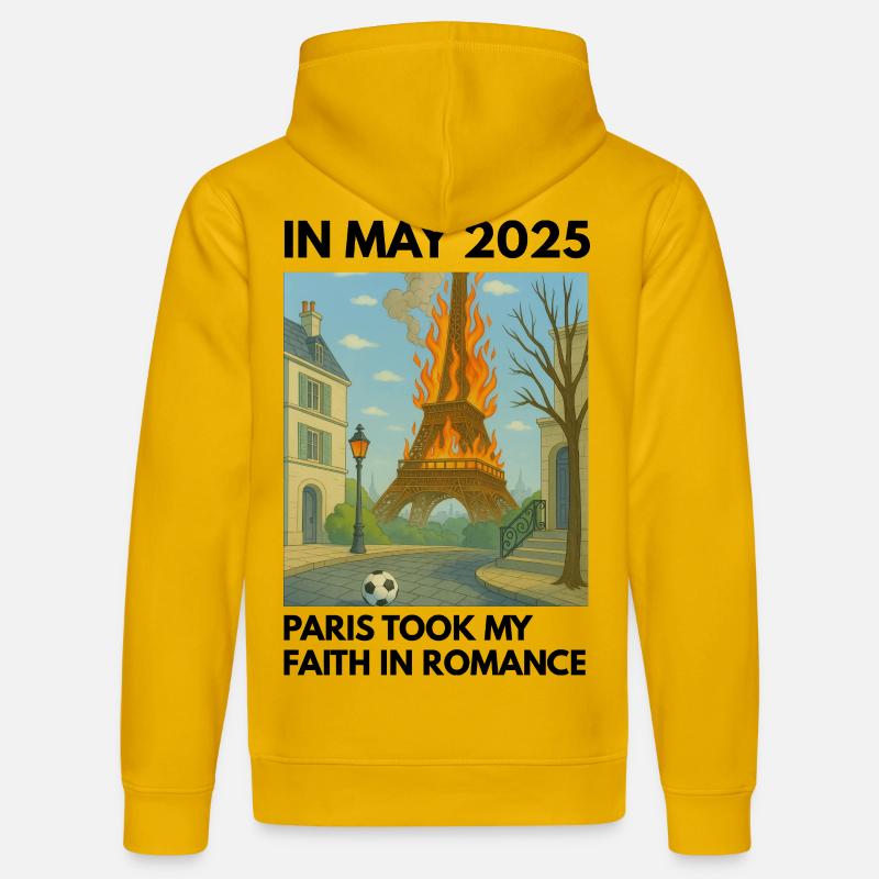 La Tour Eiffel en feu - Sweat à capuche bio DRUMMER Stanley/Stella Unisexe - jaune spectre