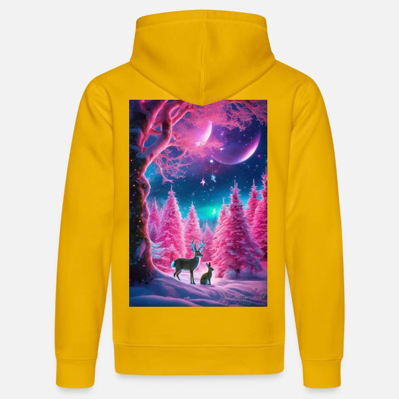 Rêve de cerf hivernal néon - Sweat à capuche bio DRUMMER Stanley/Stella Unisexe - jaune spectre
