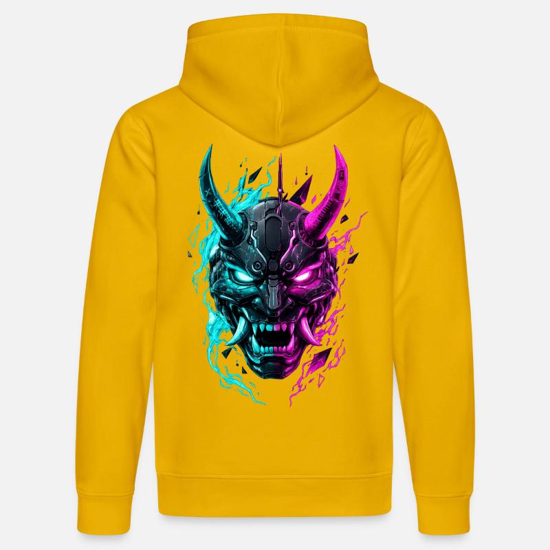 Masque Cyber Oni Néon - Sweat à capuche bio DRUMMER Stanley/Stella Unisexe - jaune spectre
