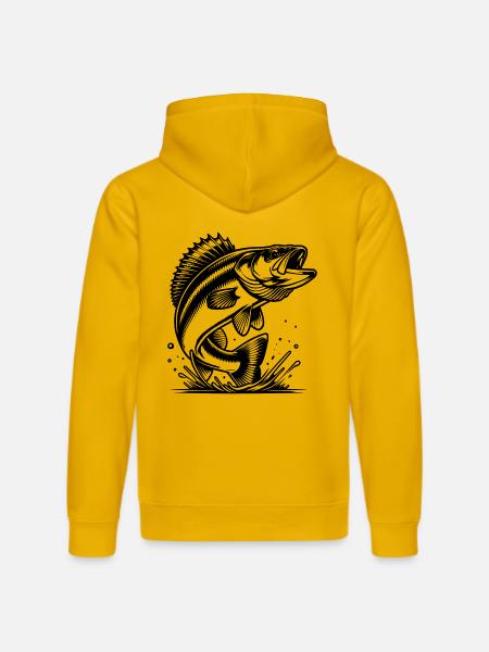 Elegant Jumping Zander Predator - Stanley/Stella DRUMMER Unisex Organic Hoodie - spectra yellow