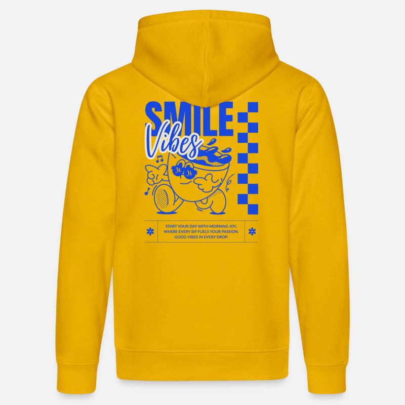 Illustration de vibrations de sourire vif - Sweat à capuche bio DRUMMER Stanley/Stella Unisexe - jaune spectre
