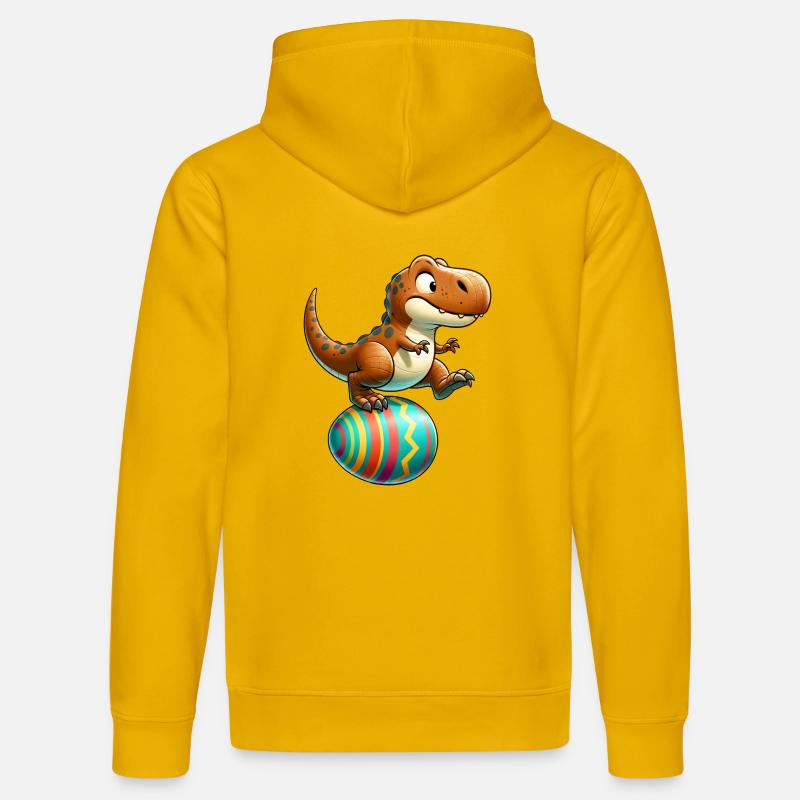 Dancing T-Rex, Easter Eggshell Fun - Stanley/Stella DRUMMER Unisex Organic Hoodie - spectra yellow