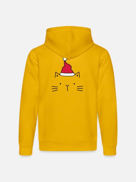 Cat Santa Claus Christmas hat Christmas - Stanley/Stella DRUMMER Unisex Organic Hoodie - spectra yellow