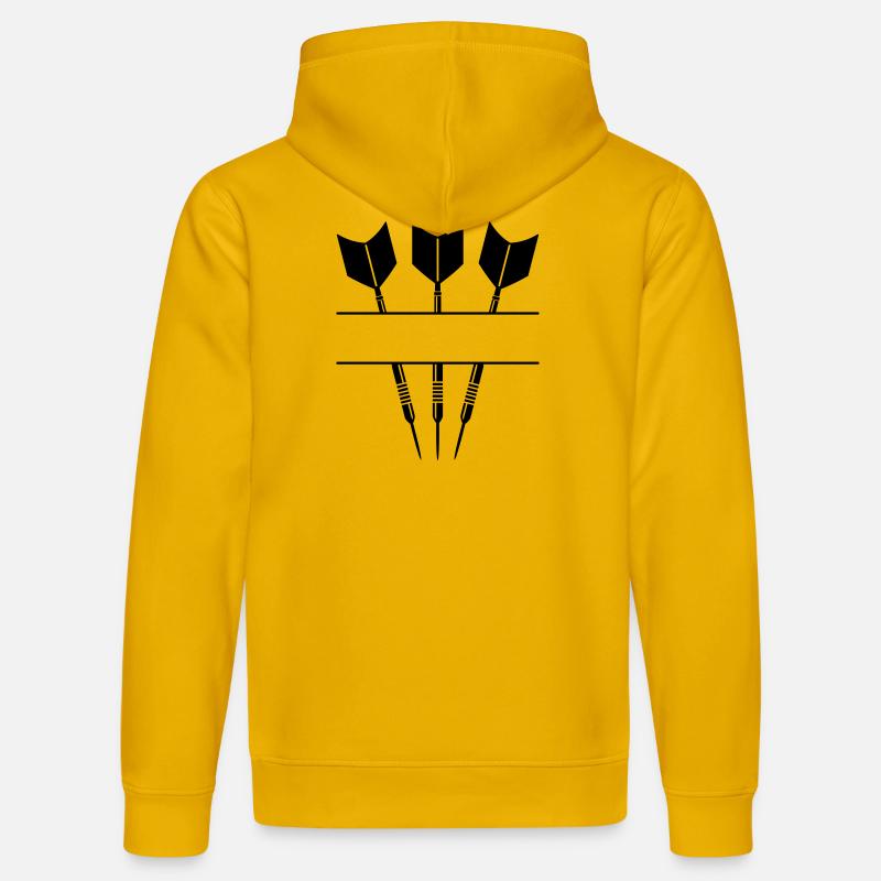 Drei Darts einfarbig mit Textzeile. - Stanley/Stella Unisex Bio-Hoodie DRUMMER  - Spektralgelb