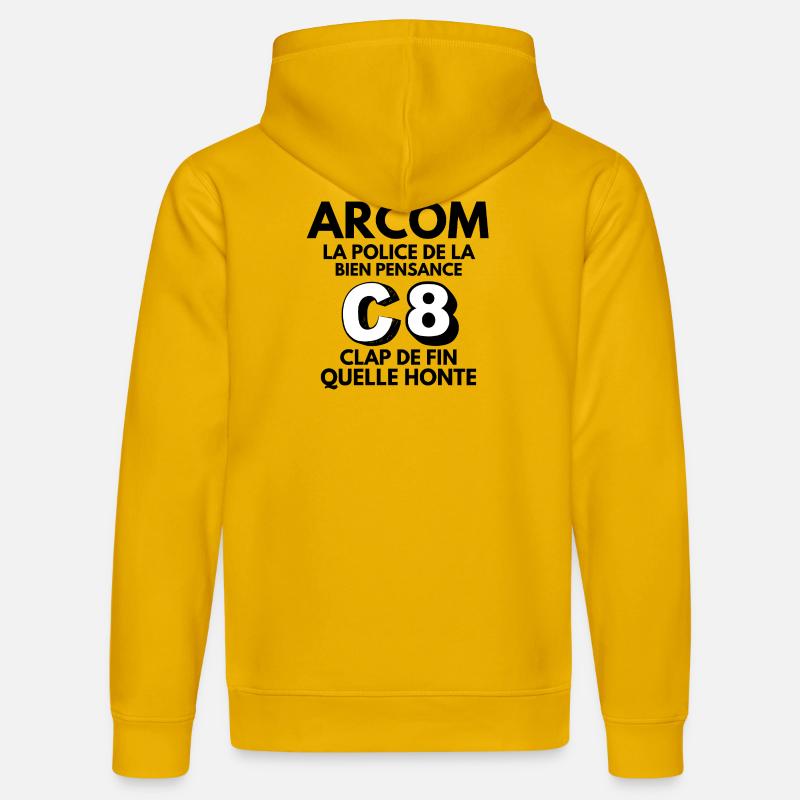 C8, liberté d'expression, média, tv - Sweat à capuche bio DRUMMER Stanley/Stella Unisexe - jaune spectre