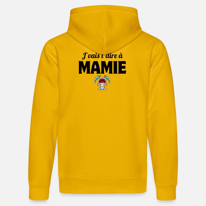 grand-mère, mamie, j'vais le dire - Sweat à capuche bio DRUMMER Stanley/Stella Unisexe - jaune spectre