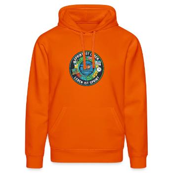 Sprint ist Leben: Agile Zombies im Hamsterrad - Stanley/Stella Unisex Bio-Hoodie DRUMMER  - Tieforange - Vorne - Liana (172cm) & Jaron (178cm)