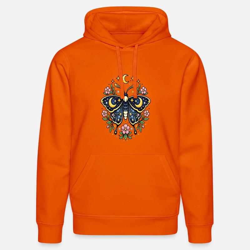 Papillon céleste lune fleurs étoiles - Sweat à capuche bio DRUMMER Stanley/Stella Unisexe - orange profond