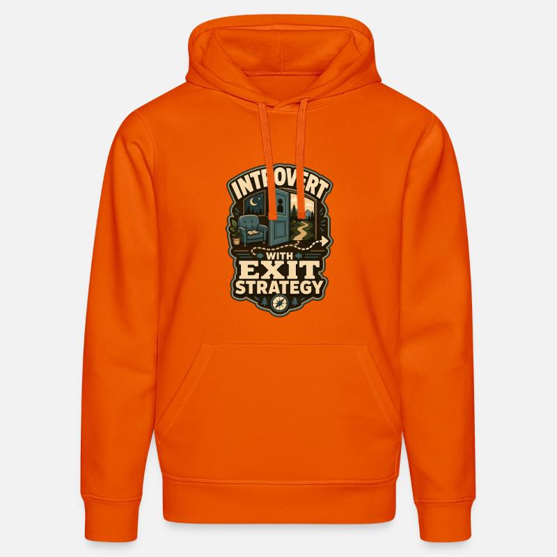 Introvert With Exit Strategy - Stanley/Stella DRUMMER Unisex Organic Hoodie - bright orange