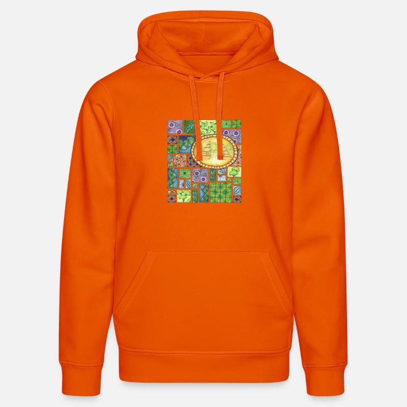 Bali temple on pattern patchwork - Stanley/Stella Unisex Bio-Hoodie DRUMMER  - Tieforange