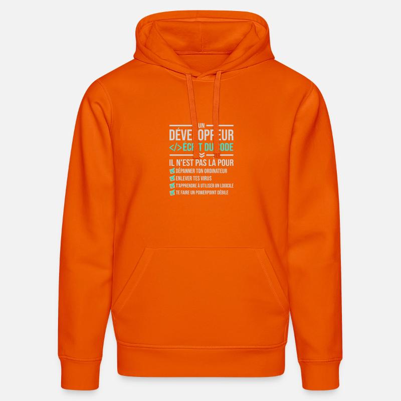 Developer Writing Code - Stanley/Stella DRUMMER Unisex Organic Hoodie - bright orange