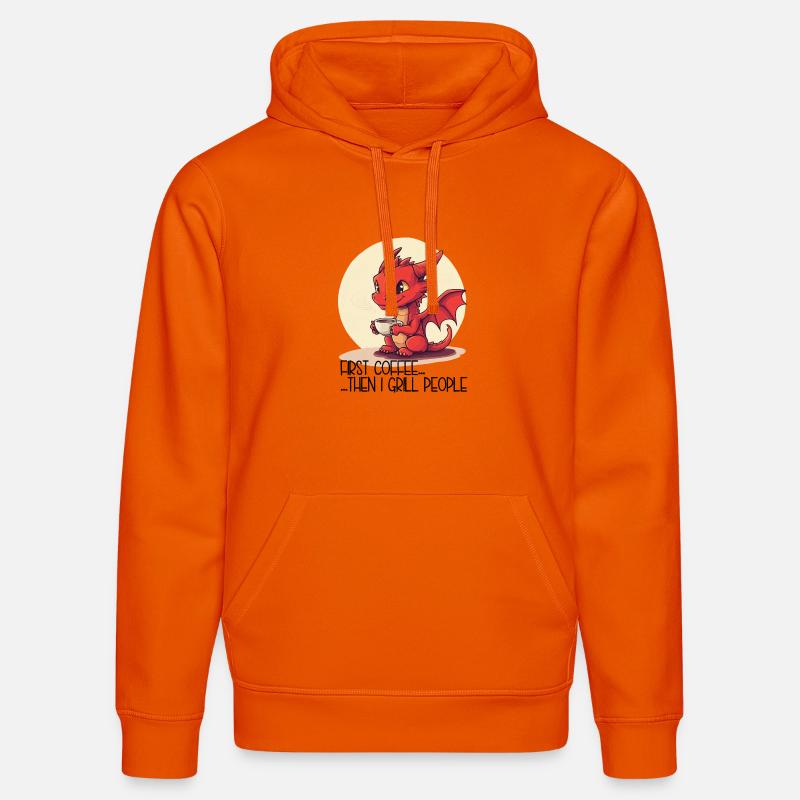 D’abord un café, puis on grille les gens – Bébé Dragon - Sweat à capuche bio DRUMMER Stanley/Stella Unisexe - orange profond
