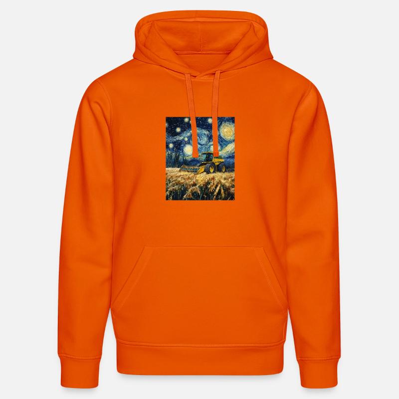 moissonneuse-batteuse fermier style van gogh étoilé - Sweat à capuche bio DRUMMER Stanley/Stella Unisexe - orange profond