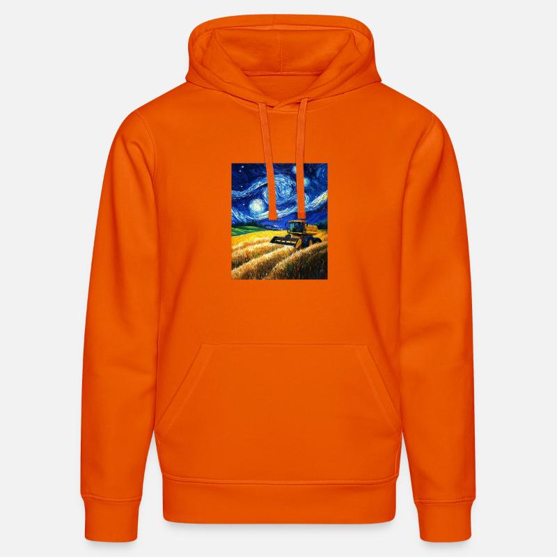 moissonneuse-batteuse fermier style van gogh étoilé - Sweat à capuche bio DRUMMER Stanley/Stella Unisexe - orange profond