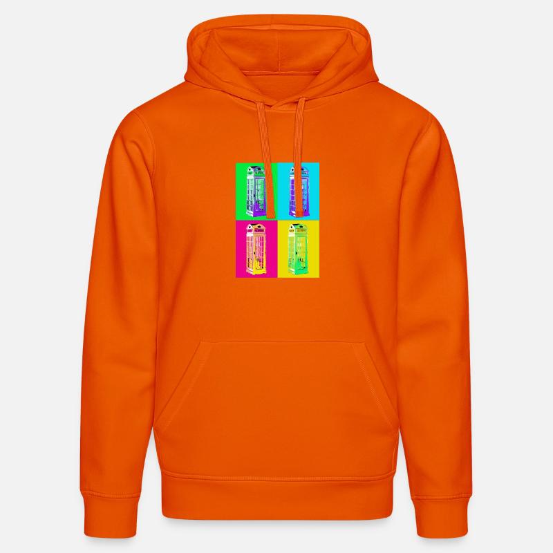 Cabine téléphonique Pop Art multicolore - Sweat à capuche bio DRUMMER Stanley/Stella Unisexe - orange profond