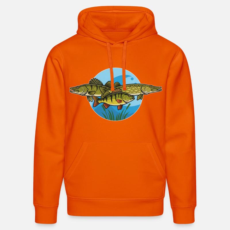 Perche, brochet, zander, prédateur, pêche - Sweat à capuche bio DRUMMER Stanley/Stella Unisexe - orange profond