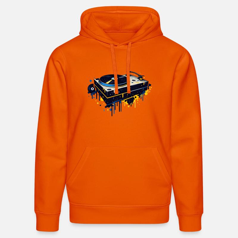 Graffiti Turntable Design - Stanley/Stella DRUMMER Unisex Organic Hoodie - bright orange