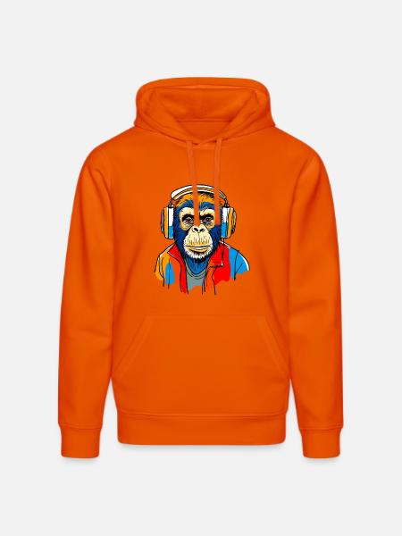Singe avec casque - Sweat à capuche bio DRUMMER Stanley/Stella Unisexe - orange profond