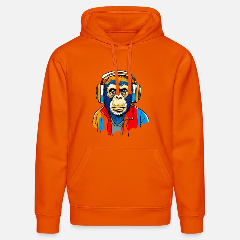 Affe mit Kopfhörern - Stanley/Stella Unisex Bio-Hoodie DRUMMER  - Tieforange