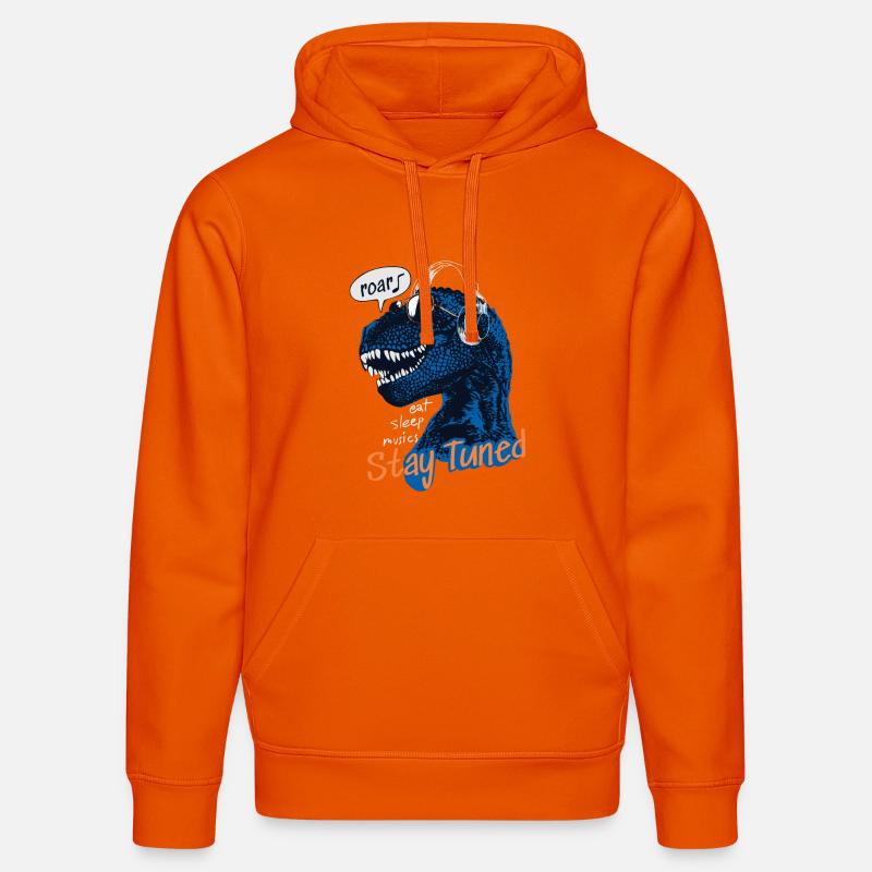 T-Rex Restez à l’écoute - Sweat à capuche bio DRUMMER Stanley/Stella Unisexe - orange profond
