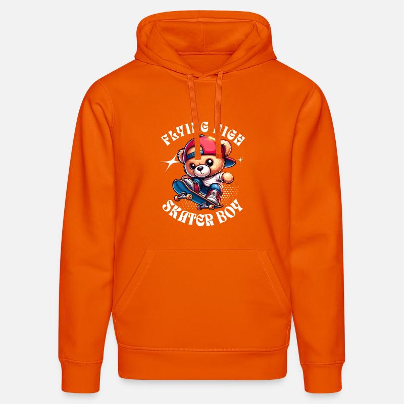 Skater teddy bear on skateboard - Stanley/Stella DRUMMER Unisex Organic Hoodie - bright orange
