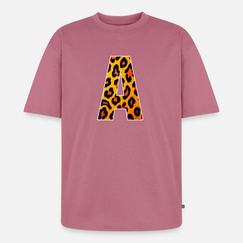 Leopard A-Buchstabe Print - Unisex Premium Oversized Bio T-Shirt - Mauve