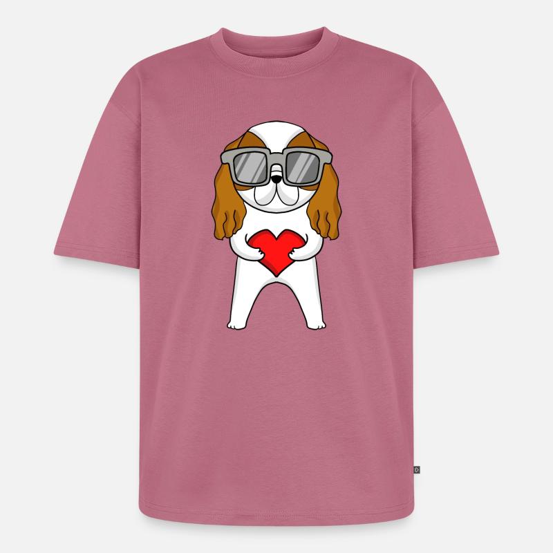 Cavalier King Charles Spaniel mit Sonnenbrille - Unisex Premium Oversized Bio T-Shirt - Mauve