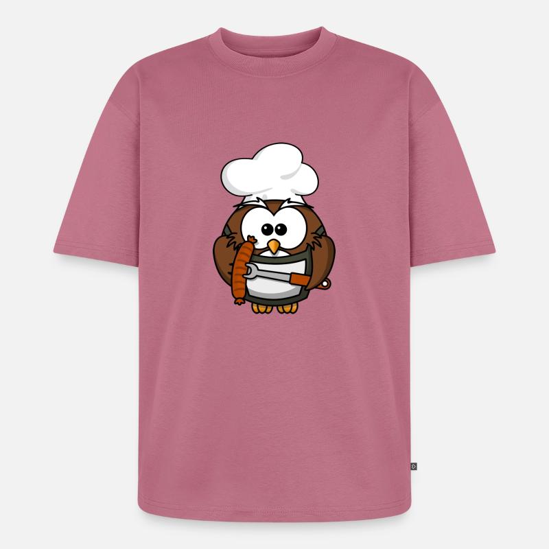 Grillmeister Eule / Papa Eule - Unisex Premium Oversized Bio T-Shirt - Mauve