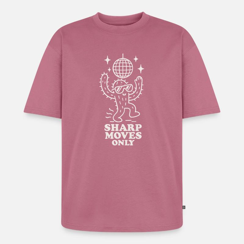 Disco Cactus: Only Sharp Movements - Unisex Premium Oversized Organic T-Shirt - mauve