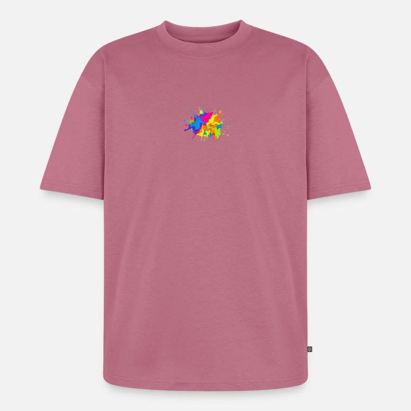 Regenbogenfarbe-Spritzexplosion - Unisex Premium Oversized Bio T-Shirt - Mauve