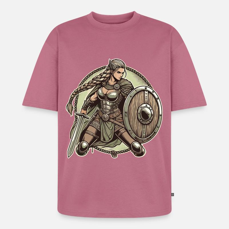 Guerrier avec bouclier et épée - T-shirt Premium bio oversize Unisexe - mauve