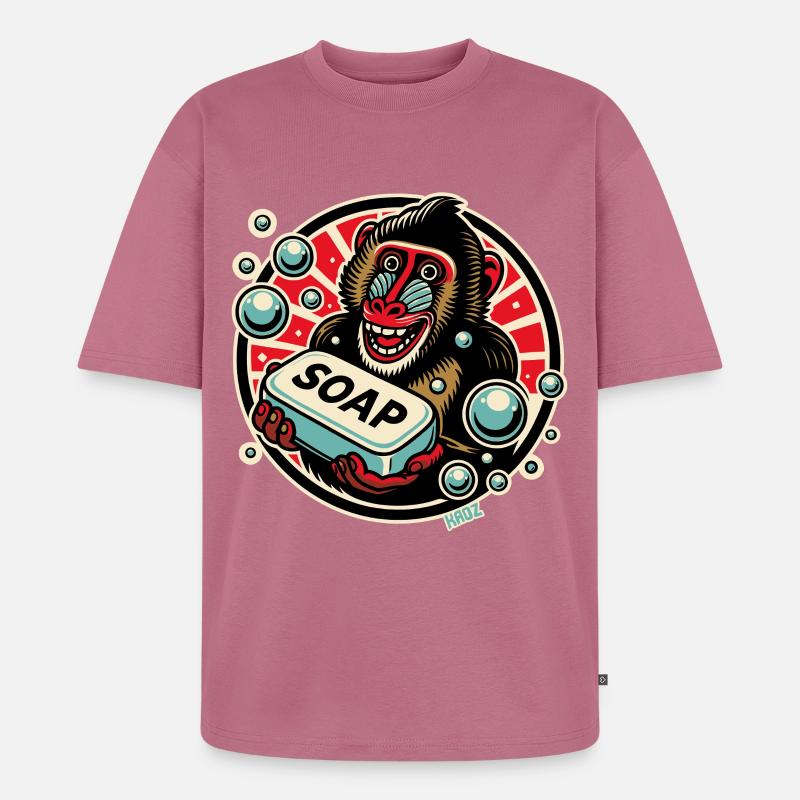 Mandrill Affe mit Seife - Unisex Premium Oversized Bio T-Shirt - Mauve