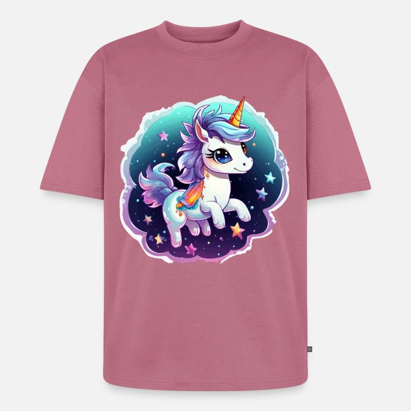 Kosmisches Einhorn mit Schal - Unisex Premium Oversized Bio T-Shirt - Mauve