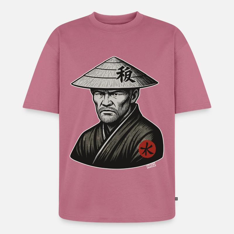 Rice Hat Samurai Warrior - Unisex Premium Oversized Organic T-Shirt - mauve