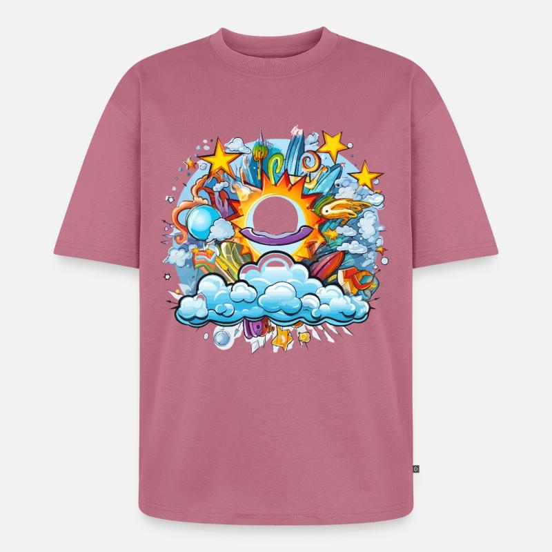 Kosmische Sonnenflug Doodle - Unisex Premium Oversized Bio T-Shirt - Mauve
