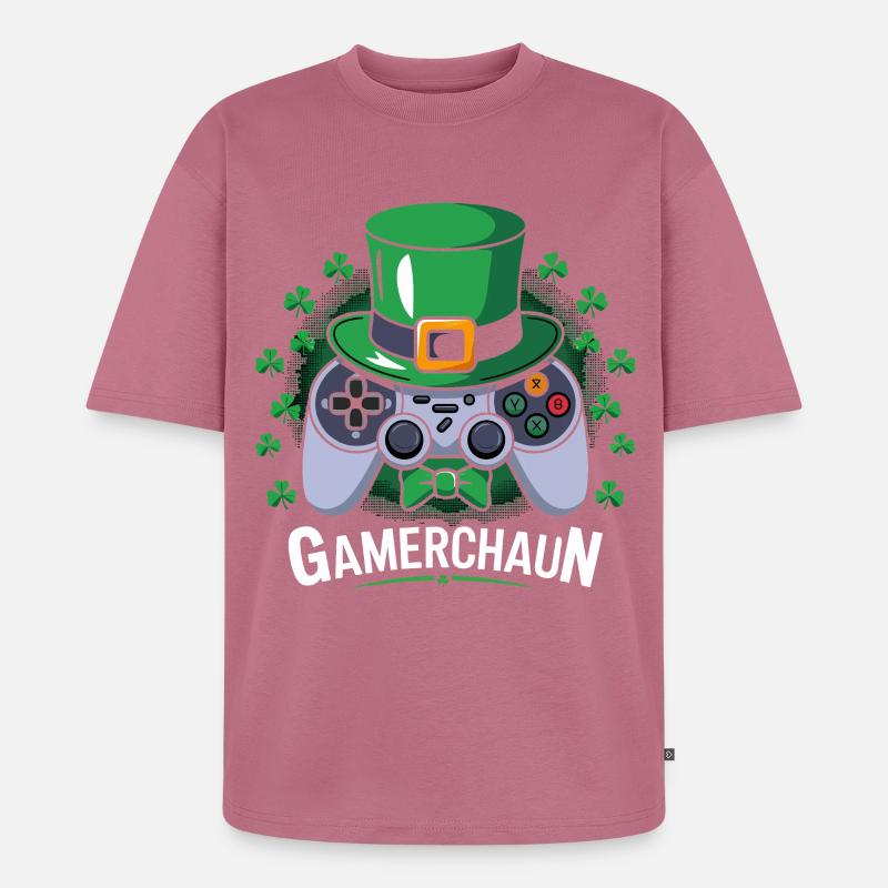 GameChaun Leprechaun Controller Motiv - Unisex Premium Oversized Bio T-Shirt - Mauve