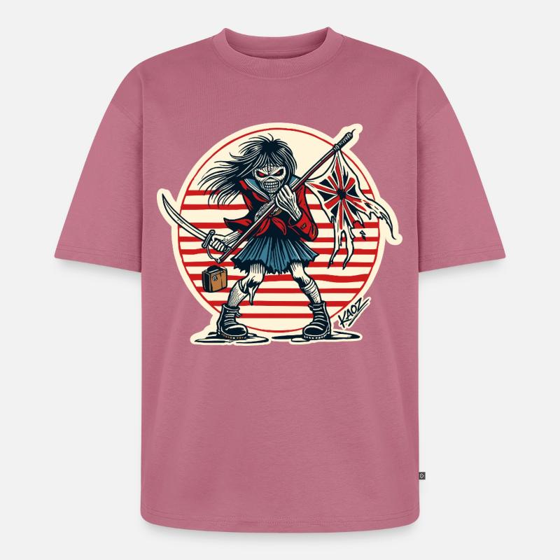 Abtrünnige Samurai-Jungfrau mit zerfetzter Flagge - Unisex Premium Oversized Bio T-Shirt - Mauve