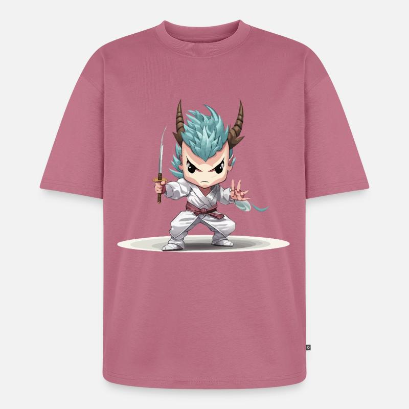 Chibi Krieger mit Katana - Unisex Premium Oversized Bio T-Shirt - Mauve