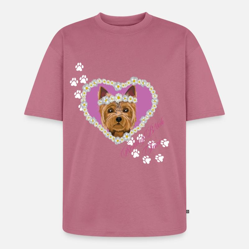 Ruhender Tch-Face Yorksire Terrier - Unisex Premium Oversized Bio T-Shirt - Mauve