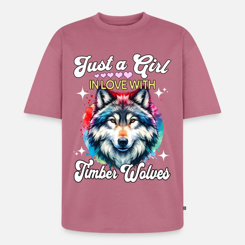 Grauwolf Mädchen Timber Wolf - Unisex Premium Oversized Bio T-Shirt - Mauve