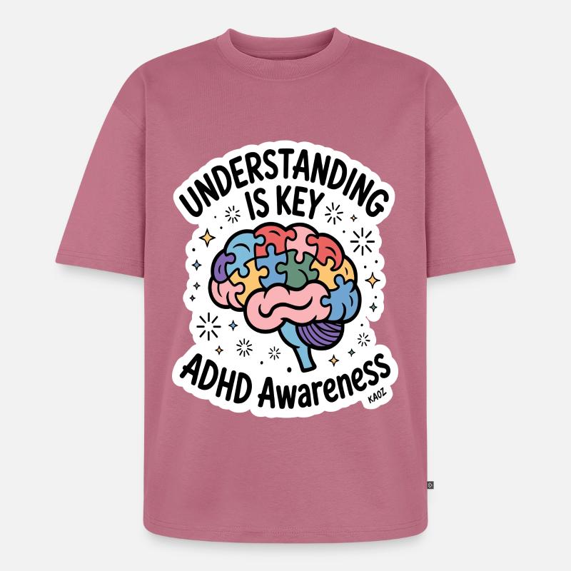 Puzzle Brain ADHS-Bewusstsein - Unisex Premium Oversized Bio T-Shirt - Mauve