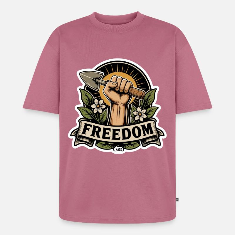 Freiheitsfaust-Emblem mit Schaufel - Unisex Premium Oversized Bio T-Shirt - Mauve