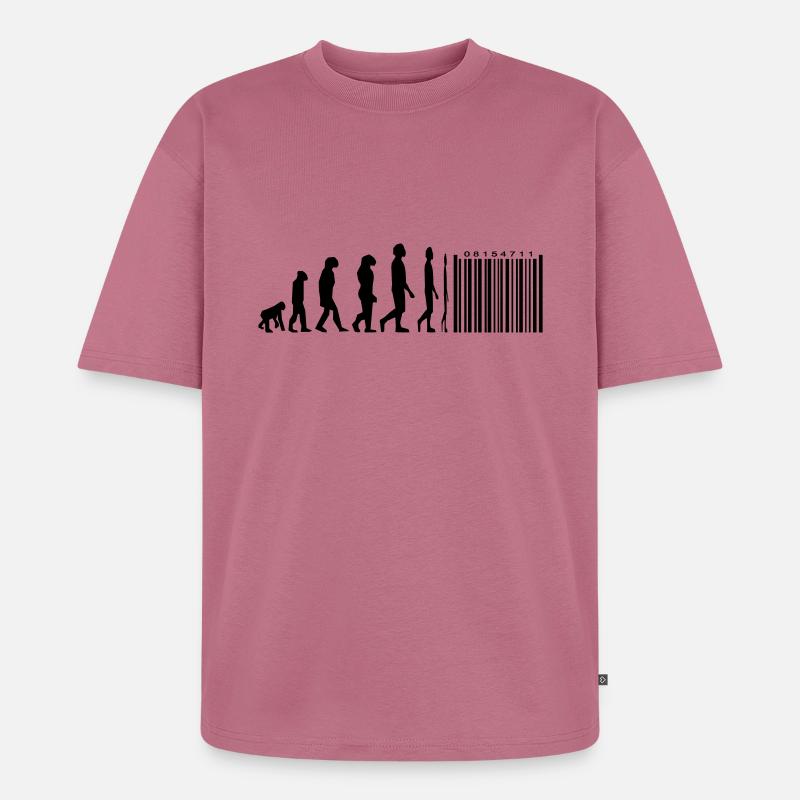 Evolution barcode - Unisex Premium Oversized Organic T-Shirt - mauve